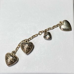 4 Vintage Repousse Victorian Sterling Hearts